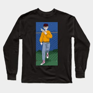 Brooding Boy Long Sleeve T-Shirt